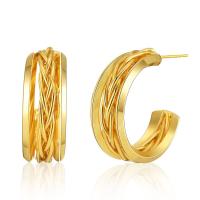 Latão Brinco, cobre, banhado a ouro 18k, joias de moda & para mulher, dourado, 26x10mm, vendido por par