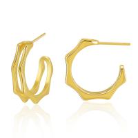 Brass Stud Earring 18K gold plated fashion jewelry & for woman golden 22mm Sold By Pair