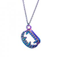 Tibetan Style Pendants, Tooth, colorful plated, fashion jewelry, multi-colored, 17x13mm, Length:45 cm, Sold By PC