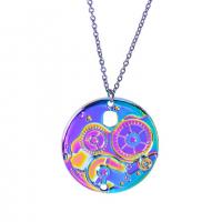Tibetan Style Pendants, colorful plated, fashion jewelry, multi-colored, 38x38mm, Length:45 cm, Sold By PC