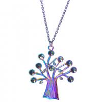 Κράμα ψευδάργυρου Μενταγιόν, πολύχρωμα επιχρυσωμένο, κοσμήματα μόδας, πολύχρωμα, 49x59mm, Μήκος 45 cm, Sold Με PC