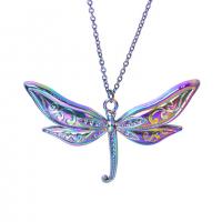 Κράμα ψευδάργυρου ζώων Μενταγιόν, Dragonfly, πολύχρωμα επιχρυσωμένο, κοσμήματα μόδας, πολύχρωμα, 78x50mm, Μήκος 45 cm, Sold Με PC