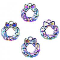Zinc Alloy Christmas Pendants Christmas Wreath colorful plated fashion jewelry multi-colored Length 50 cm Sold By PC