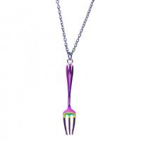 Zinc Alloy Pendants Fork colorful plated fashion jewelry multi-colored Length 50 cm Sold By PC