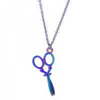 Tibetan Style Tool Pendants, Scissors, colorful plated, fashion jewelry, multi-colored, 14x30mm, Length:50 cm, Sold By PC
