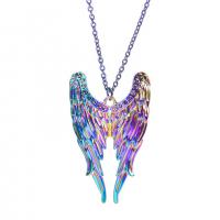 Wing Shaped Zinc Alloy Pendants colorful plated fashion jewelry multi-colored Length 50 cm Sold By PC