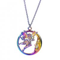 Zink Alloy Halsband, Fairy, färgrik pläterade, mode smycken, flerfärgad, 26x31mm, Längd 45 cm, Säljs av PC