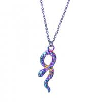 Zink Alloy Animal Hängen, Snake, färgrik pläterade, mode smycken, flerfärgad, 11x34mm, Längd 45 cm, Säljs av PC