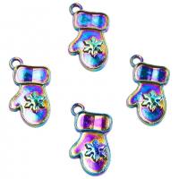 Tibetan Style Pendants, Christmas Glove, colorful plated, fashion jewelry, multi-colored, 11x19mm, Length:50 cm, Sold By PC