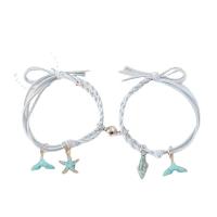 Couple Bracelet and Bangle, Tibetan Style, with Rubber Band, Starfish, plated, 2 pieces & Unisex & with magnetic, more colors for choice, 70mm, Sold By Set