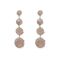 Zinc Alloy Drop Earrings Round plated for woman & with rhinestone nickel lead & cadmium free Sold By Pair