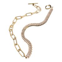 Zinklegierung Schmuck Halskette, goldfarben plattiert, Micro pave Zirkonia & für Frau, frei von Nickel, Blei & Kadmium, verkauft per ca. 14.5 ZollInch Strang