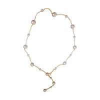 Titanium stål halskæde, med Plastic Pearl, guldfarve belagt, mode smykker & for kvinde, Solgt Per Ca. 19.7 inch Strand
