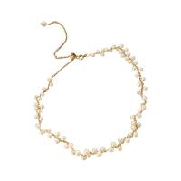 Fashion Choker halskæde, Zinc Alloy, med Plastic Pearl, med 4.33inch extender kæde, guldfarve belagt, Koreansk stil & for kvinde, nikkel, bly & cadmium fri, Solgt Per Ca. 13.5 inch Strand