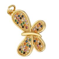 Cubic Zirconia Micro Pave Brass Pendant, Butterfly, gold color plated, micro pave cubic zirconia, 18x28x2mm, Hole:Approx 2mm, 10PCs/Lot, Sold By Lot