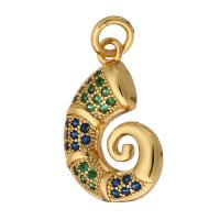 Cubic Zirconia Micro Pave Brass Pendant, gold color plated, micro pave cubic zirconia, 11x17x3mm, Hole:Approx 3mm, 10PCs/Lot, Sold By Lot