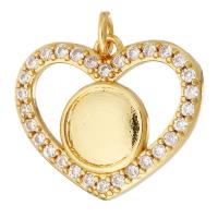 Cubic Zirconia Micro Pave Brass Pendant, Heart, gold color plated, micro pave cubic zirconia & hollow, 20x17x3mm, Hole:Approx 2mm, 10PCs/Lot, Sold By Lot