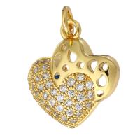 Cubic Zirconia Micro Pave Brass Pendant, gold color plated, micro pave cubic zirconia & hollow, 16x17x4mm, Hole:Approx 2mm, 10PCs/Lot, Sold By Lot