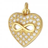 Cubic Zirconia Micro Pave Brass Pendant, gold color plated, micro pave cubic zirconia & hollow, 14x15x3mm, Hole:Approx 2mm, 10PCs/Lot, Sold By Lot