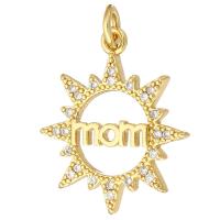 Cubic Zirconia Micro Pave Brass Pendant, gold color plated, micro pave cubic zirconia & hollow, 18x21x2mm, Hole:Approx 2mm, 10PCs/Lot, Sold By Lot