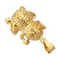 Cubic Zirconia Micro Pave Brass Pendant, Toad, gold color plated, micro pave cubic zirconia, 15x22x7mm, Hole:Approx 4mm, 10PCs/Lot, Sold By Lot