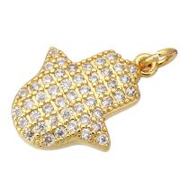 Cubic Zirconia Micro Pave Brass Pendant, Hand, gold color plated, micro pave cubic zirconia, 15x20x3mm, Hole:Approx 2mm, 10PCs/Lot, Sold By Lot