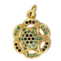 Cubic Zirconia Micro Pave Brass Pendant, gold color plated, micro pave cubic zirconia, 13x16x4mm, Hole:Approx 2mm, 10PCs/Lot, Sold By Lot