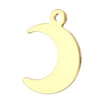 Cubic Zirconia Micro Pave Brass Pendant, Moon, gold color plated, 11x16x1mm, Hole:Approx 1mm, 10PCs/Lot, Sold By Lot