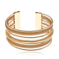 alliage de zinc bracelet manchette, Placage de couleur d'or, Réglable & multicouche & pour femme, Vendu par PC