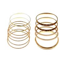 Zinc Alloy Bangle with Plastic Pearl gold color plated 12 pieces & for woman 70mm Sold By Set