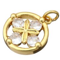 Cubic Zirconia Micro Pave Brass Pendant, gold color plated, micro pave cubic zirconia, 14x16x3mm, Hole:Approx 2mm, 10PCs/Lot, Sold By Lot