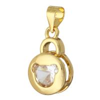 Cubic Zirconia Micro Pave Brass Pendant, gold color plated, micro pave cubic zirconia, 10x20x5mm, Hole:Approx 3mm, 10PCs/Lot, Sold By Lot