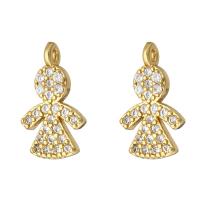 Cubic Zirconia Micro Pave Brass Pendant, gold color plated, micro pave cubic zirconia, 8x12x2mm, Hole:Approx 1mm, 10PCs/Lot, Sold By Lot