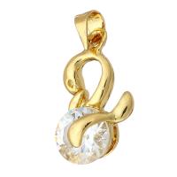 Cubic Zirconia Micro Pave Brass Pendant, gold color plated, micro pave cubic zirconia, 11x19x7mm, Hole:Approx 4mm, 10PCs/Lot, Sold By Lot