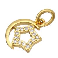 Cubic Zirconia Micro Pave Brass Pendant, gold color plated, micro pave cubic zirconia, 9x11x2mm, Hole:Approx 2mm, 10PCs/Lot, Sold By Lot