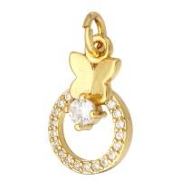 Cubic Zirconia Micro Pave Brass Pendant, gold color plated, micro pave cubic zirconia & hollow, 10x16x3mm, Hole:Approx 2mm, 10PCs/Lot, Sold By Lot
