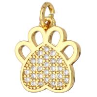 Cubic Zirconia Micro Pave Brass Pendant, gold color plated, micro pave cubic zirconia & hollow, 12x14x2mm, Hole:Approx 2mm, 10PCs/Lot, Sold By Lot