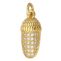 Cubic Zirconia Micro Pave Brass Pendant, gold color plated, micro pave cubic zirconia, 8x17x3mm, Hole:Approx 2mm, 10PCs/Lot, Sold By Lot