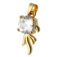 Cubic Zirconia Micro Pave Brass Pendant gold color plated micro pave cubic zirconia Approx 4mm Sold By Lot