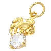 Cubic Zirconia Micro Pave Brass Pendant, Horse, gold color plated, micro pave cubic zirconia, 14x22x5mm, Hole:Approx 6mm, 10PCs/Lot, Sold By Lot