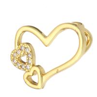 Cubic Zirconia Micro Pave Brass Pendant, Heart, gold color plated, micro pave cubic zirconia & hollow, 18x13x2mm, Hole:Approx 2mm, 10PCs/Lot, Sold By Lot