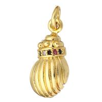 Cubic Zirconia Micro Pave Brass Pendant, Conch, gold color plated, micro pave cubic zirconia, 8x12x4mm, Hole:Approx 2mm, 10PCs/Lot, Sold By Lot