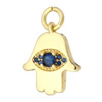 Cubic Zirconia Micro Pave Brass Pendant, Hand, gold color plated, micro pave cubic zirconia, 12x18x3mm, Hole:Approx 2mm, 10PCs/Lot, Sold By Lot