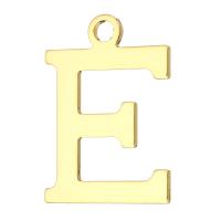 Messing hangers, Letter E, gold plated, 16x23x1mm, Gat:Ca 2mm, 10pC's/Lot, Verkocht door Lot