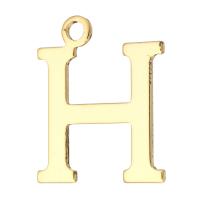 Mässing Smycken Hängen, Letter H, guldfärg pläterade, 18x23x1mm, Hål:Ca 2mm, 10PC/Lot, Säljs av Lot