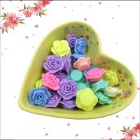 Solid Color Akryl perler, Flower, sprøjtestøbning, du kan DIY, flerfarvede, 17mm, Solgt af G