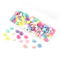 Perles acrylique de couleur unie, fleur, DIY & double trou, couleurs mélangées, 18mm, Vendu par sol