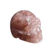 Pedra natural enfeites, Crânio, Design de Halloween, Mais cores pare escolha, 53x41mm, vendido por PC