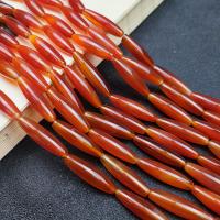 Natural Red Agate Beads, Rice, polished, DIY, red, 6x25mm, 13PCs/Strand, Sold Per 38 cm Strand