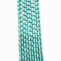 Syntetisk Turkis Bead, Teardrop, du kan DIY, blå, 7x14mm, Solgt Per 39 cm Strand